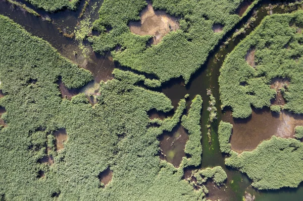 关于意大利托斯卡纳波塔湖特殊地貌的空中摄影记录 — 图库照片