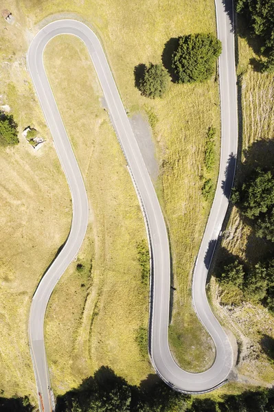 Aerial Photographic Documentation Curves Stretch Road Mountains — Stock Photo, Image
