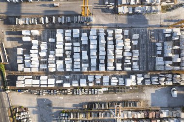 Carrara 'daki mermer blokların havadan çekilmiş fotoğrafları. 