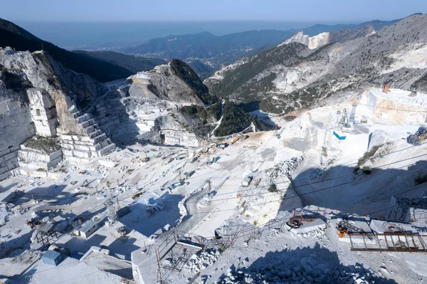 Aerial Photographic Documentation Quarry Extraction White Marble Carrara Italy — Stock Photo, Image