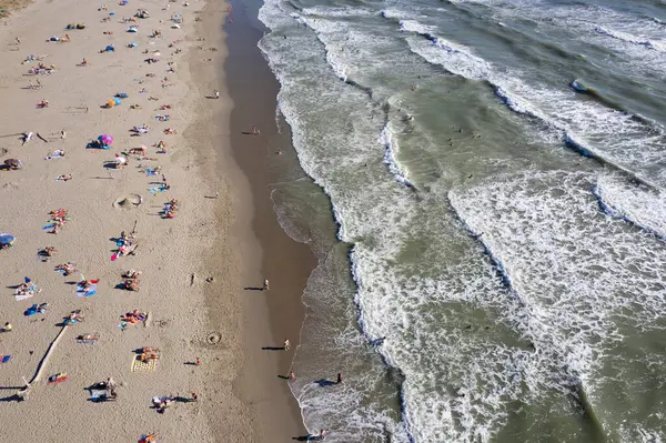 Аэрофотодокументация Бесплатного Пляжа Летом — стоковое фото