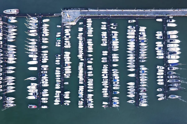 Aerial Photographic Documentation Port Area Reserved Tourist Boats — Stock Photo, Image