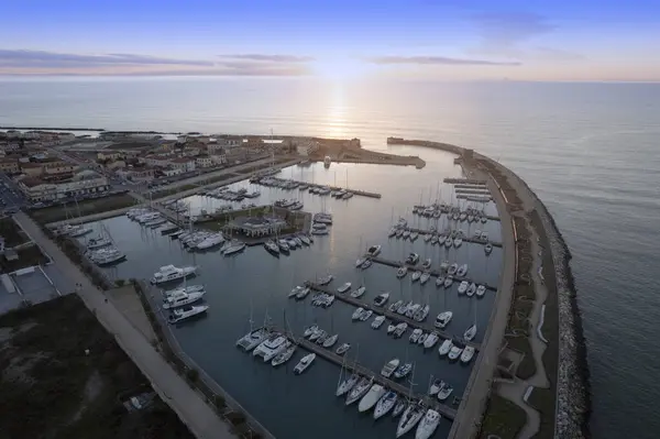 Aerial Photographic Documentation Port Marina Pisa Sunset Royalty Free Stock Photos