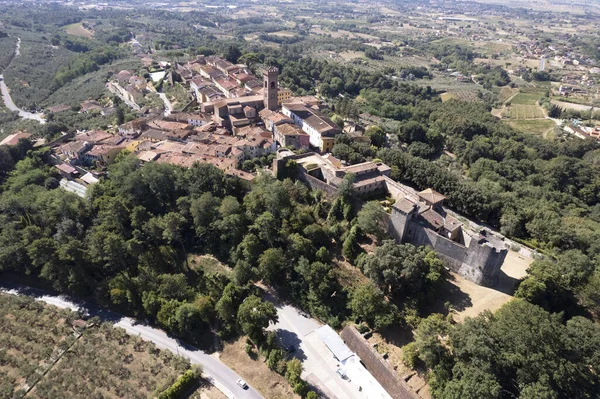 Documentação Fotográfica Aérea Cidade Medieval Montecarlo Província Lucca Toscana Imagem De Stock