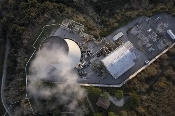 Aerial Documentation Industrial Plants Exploitation Boraciferous Blowholes Monterotondo Martima Grosseto — Stock Photo, Image