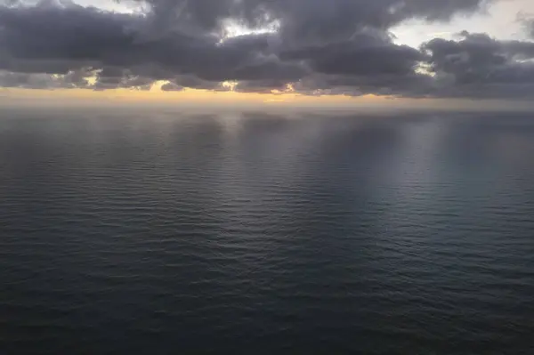 Documentação Fotográfica Aérea Pôr Sol Sobre Mar Mediterrâneo Imagem De Stock
