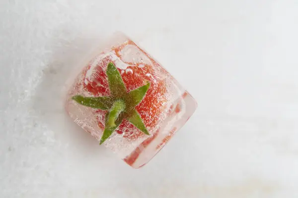 Photographic Documentation Some Small Tomatoes Ice Cube Stock Photo
