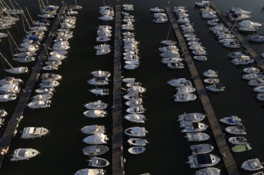 Viareggio Lucca Limanı 'nın hava fotoğrafları.