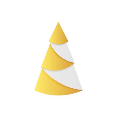 Golden origami Christmas tree made of gold foil.