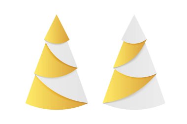 Golden origami Christmas tree made of gold foil.