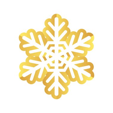 Golden snowflake icon. Foil snow flake stencil blueprint