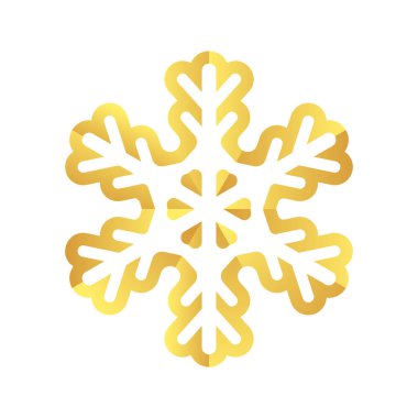 Golden snowflake icon. Foil snow flake stencil blueprint