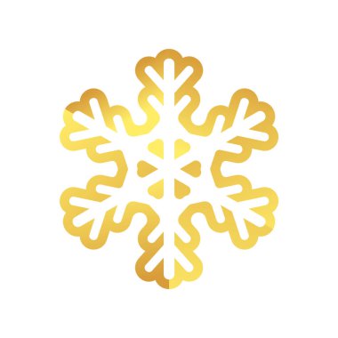 Golden snowflake icon. Blueprint of a snowflake stencil of a golden foil.