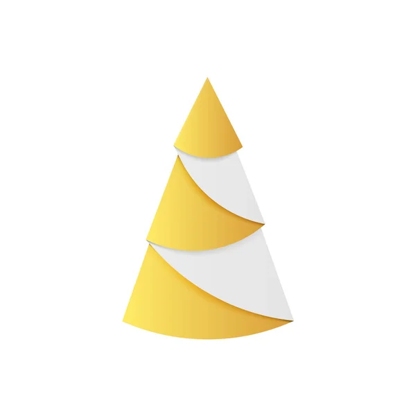 Golden Origami Christmas Tree Made Gold Foil — Vetor de Stock