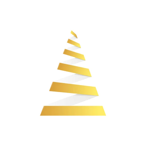 Stylized Golden Christmas Tree Origami Abstract Fir Made Gold Foil — Διανυσματικό Αρχείο