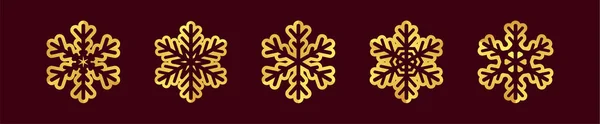 Golden Snowflake Icon Foil Snow Flake Stencil Blueprint — Vetor de Stock