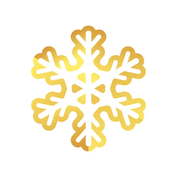 Golden Snowflake Icon Blueprint Snowflake Stencil Golden Foil — Stockvektor