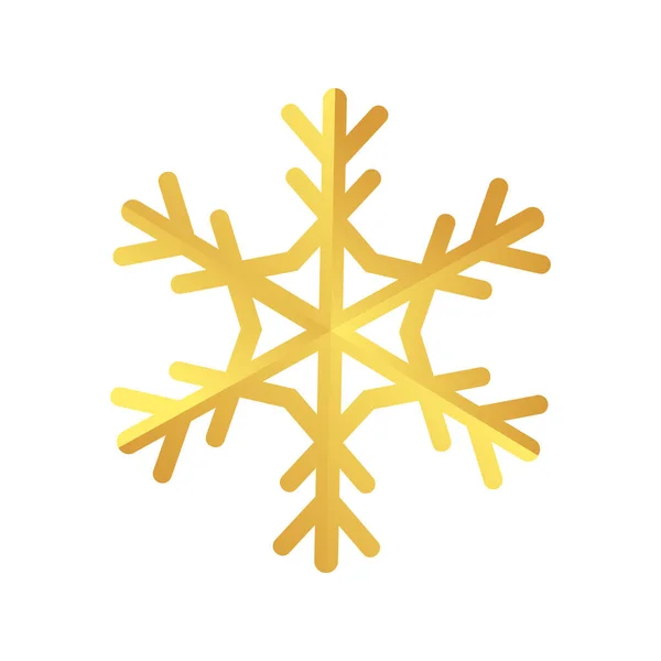 Golden Snowflake Icon Foil Snow Flake Stencil Blueprint — Stockvector