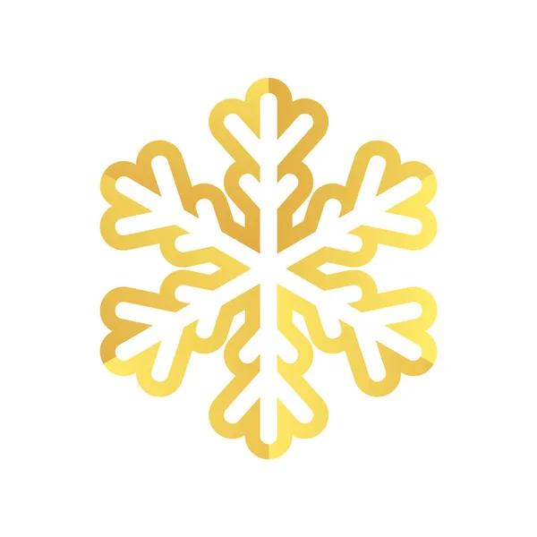 Golden Snowflake Icon Foil Snow Flake Stencil Blueprint — Stockvektor