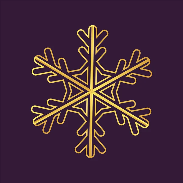 Thinline Golden Snowflake Icon Foil Snow Flake Stencil Blueprint — Wektor stockowy