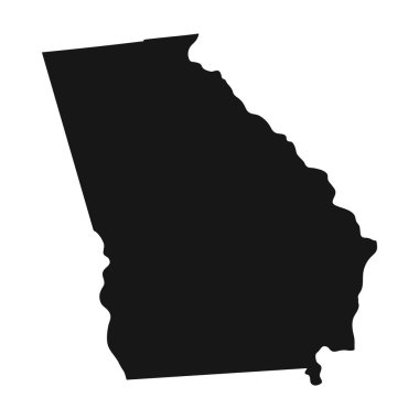 Simplified black silhouette of Georgia state border. clipart