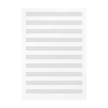 Blank sheet music page template. Empty music folio page.