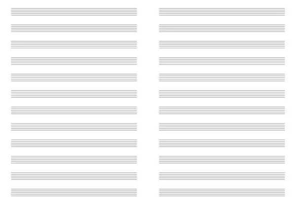 Blank Sheet Music Page Template Lined Page Note Stave — Stockový vektor