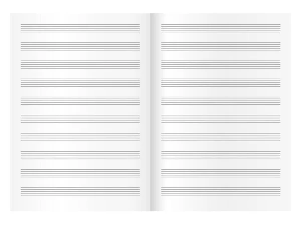 Modèle Page Musique Feuille Vierge Page Folio Musique Vide — Image vectorielle