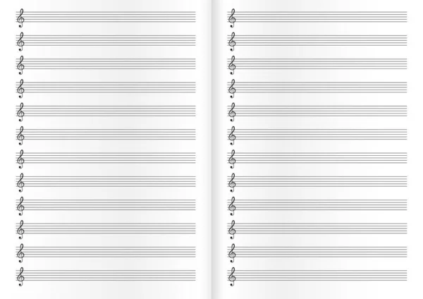 Blank Sheet Music Page Template Lined Page Note Stave — Archivo Imágenes Vectoriales