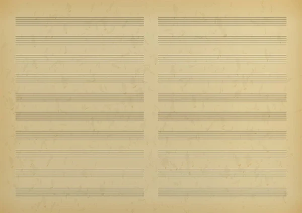 Вінтажний Порожній Аркуш Музичної Сторінки Старий Музичний Папір Порожнім Степенем — стоковий вектор