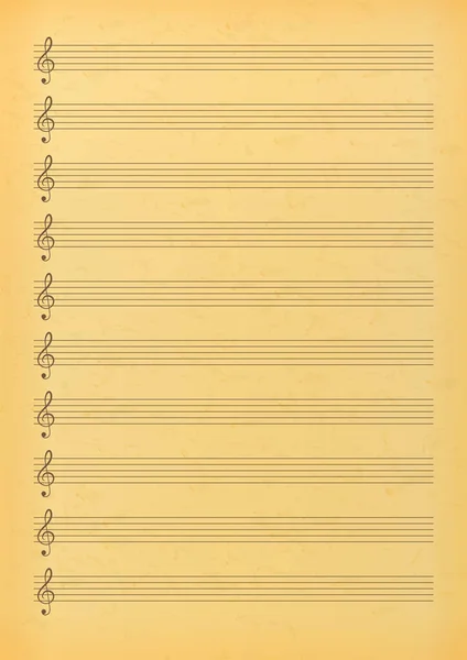 Vintage Blank Sheet Music Page Old Music Paper Empty Stave — Stock Vector