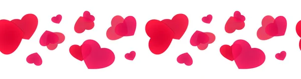 Бесшовное Знамя Разбросанными Сердцами Декоративная Обрамляющая Линия Различными Сердцами — стоковый вектор