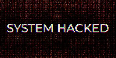 Sistem Hackleme Alarmı. Kırmızı İkili Kriptografik Arkaplanda Saldırı Alarmı. Sistem Virüsü, Kripto Rug Çekiş, Blokchain REKT Kavramı