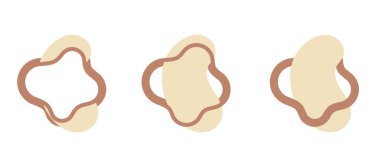 Sıvı Şekiller. Blot Element: Pastel renklerde dinamik, akışkan organik formlara sahip izole kabarcıklar kümesi
