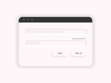 Üye giriş formu. Clay kullanıcı doğrulama sayfası. Hesap erişim kimlikleri