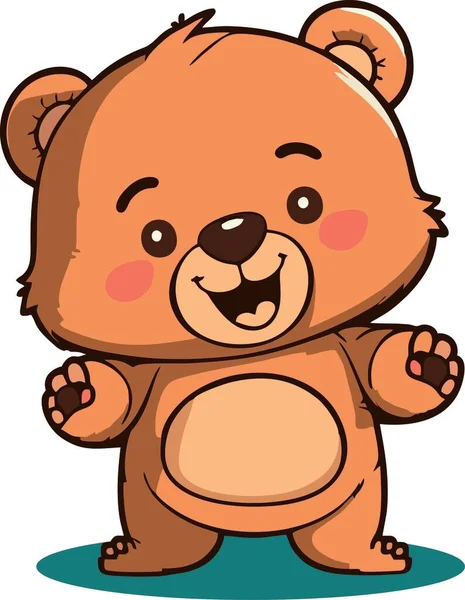 Vektor Niedlicher Teddybär Winkt Hand Cartoon Ikone Illustration — Stockvektor