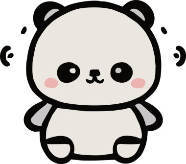 Çizgi çizimi sevimli kawaii panda karakter vektörü grafiği