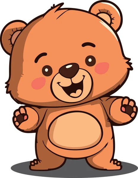 Vector Cute Teddy Bear Waving Hand Cartoon Icon Illustration — Stock Vector