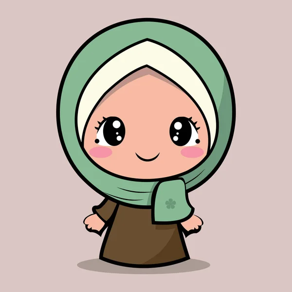 Słodkie Urocze Hidżab Muzułmanin Kobieta Wektor Ilustracja — Wektor stockowy