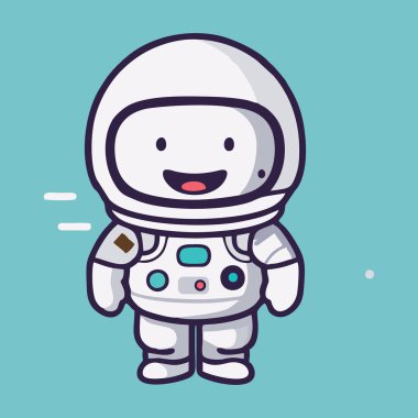 Şirin astronot maskotu vektör çizgi film stili