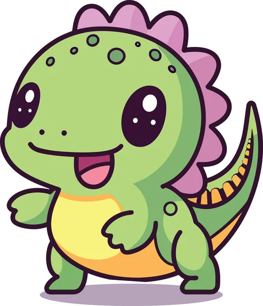Lindo Dinosaurio Mascota Vector Dibujos Animados Estilo — Vector de stock