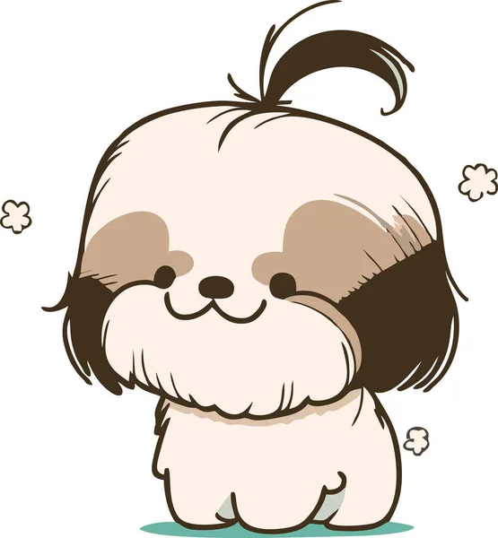 Bonito Cachorro Cão Chibi Mascote Vetor Desenho Animado Estilo — Vetor de Stock