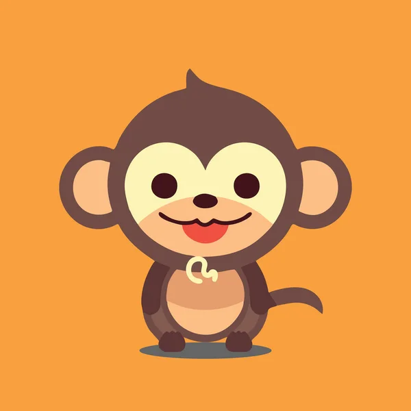 Χαριτωμένη Μαϊμού Chibi Μασκότ Διάνυσμα Στυλ Κινουμένων Σχεδίων — Διανυσματικό Αρχείο