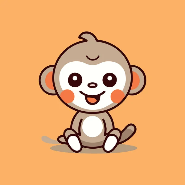 귀여운 원숭이 Chibi 마스코트 스타일 — 스톡 벡터