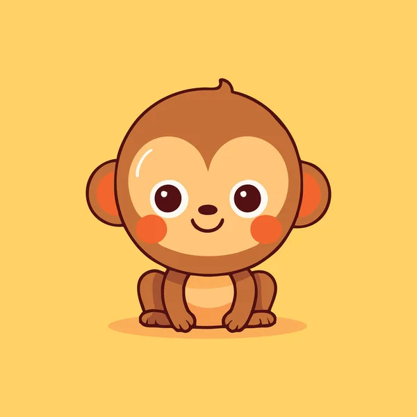Niedlichen Affen Chibi Maskottchen Vektor Cartoon Stil — Stockvektor
