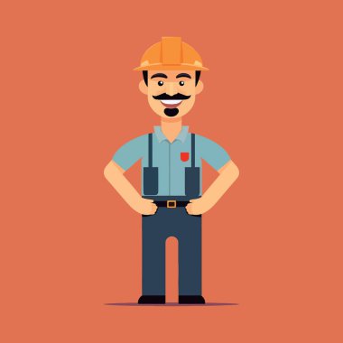 İşçi temsilcisi gülümseyen karikatür işçisi