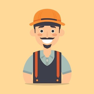 İşçi temsilcisi gülümseyen karikatür işçisi