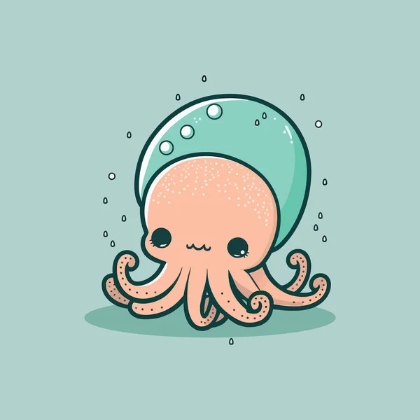 Vector Cute Octopus Cartoon Mascot — Stock Vector