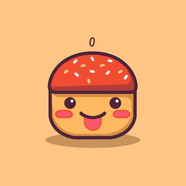 Şirin, lezzetli kawaii burger chibi maskot vektör çizgi film stili