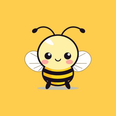 Şirin kawaii arı chibi maskot vektör çizgi film stili